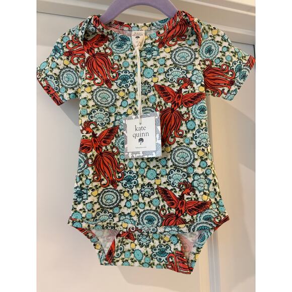 kate quinn short sleeve lap neck bodysuit Firebird organic cotton 6-12 mos NWT - Picture 1 of 3